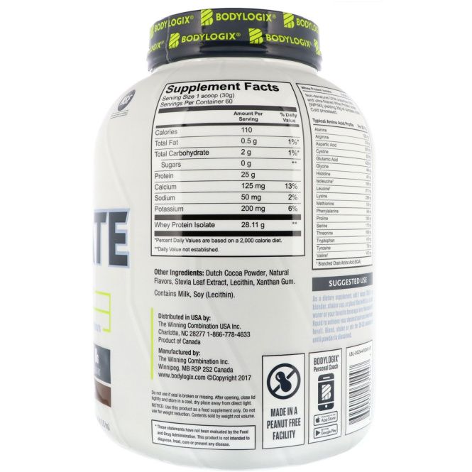 Bodylogix, Натуральный изолят, Роскошный шоколад, 4 фунта (1,8 кг)