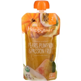 Happy Family Organics, Органическое детское питание,  2-й этап, 6+ месяцев, груша, тыква и маракуйя, 4,0 унции(113 г)