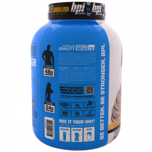 BPI Sports, Лучший протеин, передовая формула 100%-ного протеина, ванильный вихрь, 5 фунтов (2288 г)