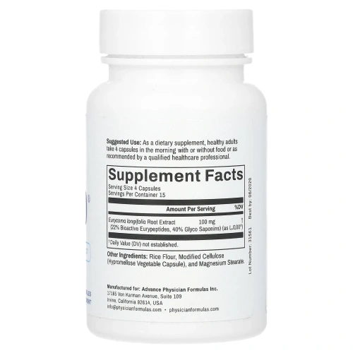 Advance Physician Formulas, Inc., Тонгкат Али, LJ 100, 25 мг, 60 капсул