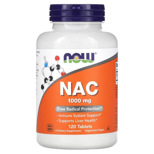 Now Foods, NAC, 1000 мг, 120 таблеток