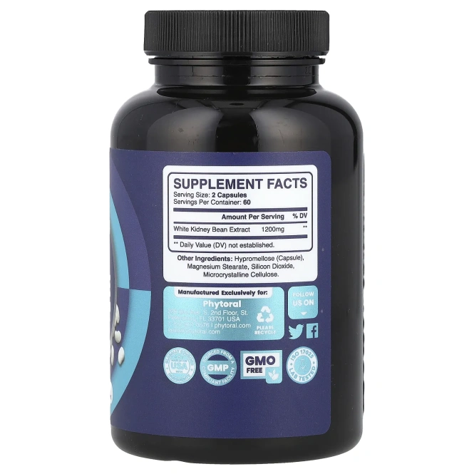 Phytoral, экстракт белой фасоли, 120 капсул