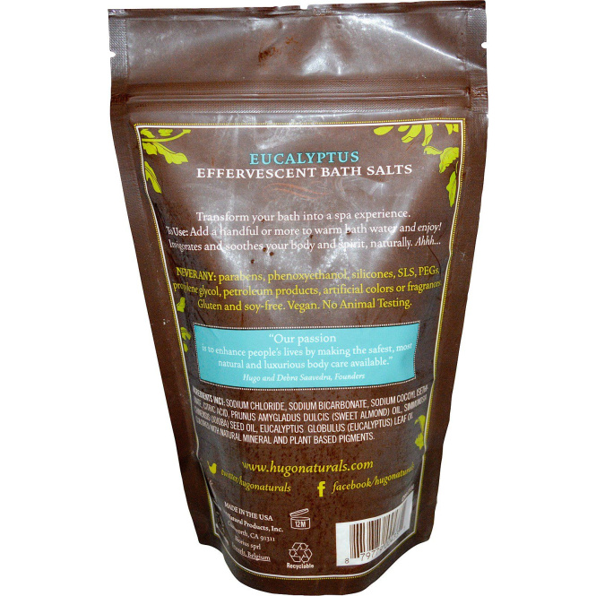 Hugo Naturals, Искрометная соль для ванны, эвкалипт, 397 г (14 унций)