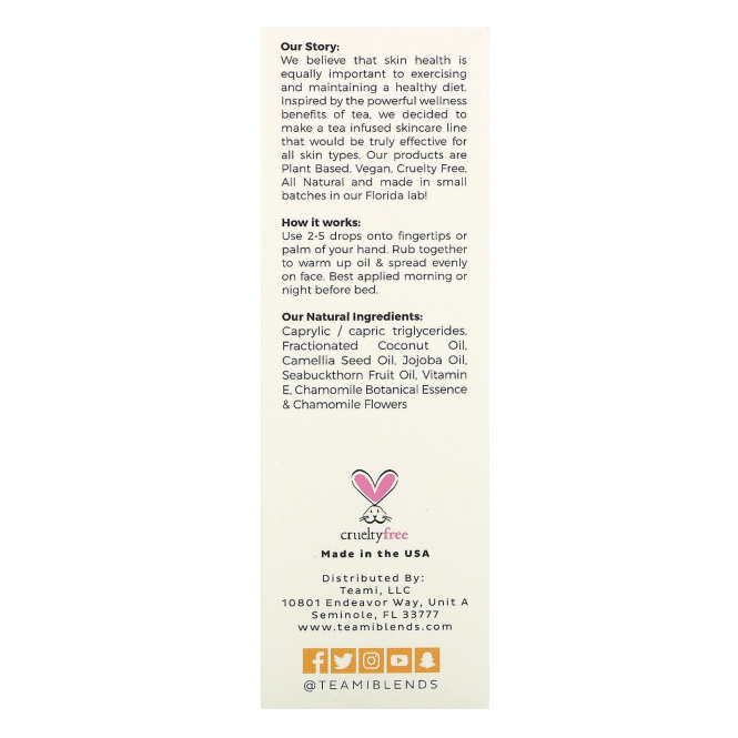 Teami, Repair, Tea Infused Facial Oil, Chamomile Flower, 2 oz