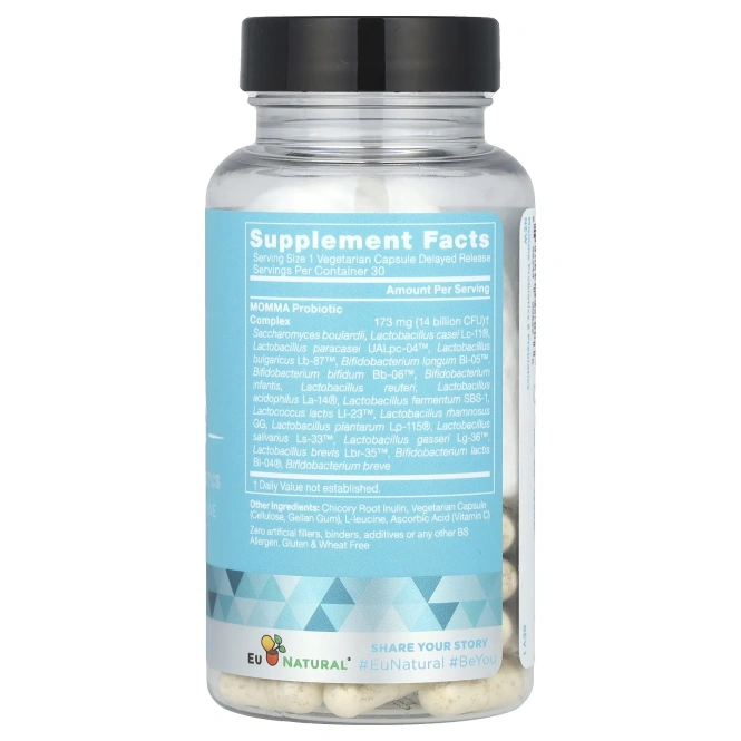 Eu Natural, Momma Probiotics, пре- и послеродовые пробиотики, 30 вегетарианских капсул