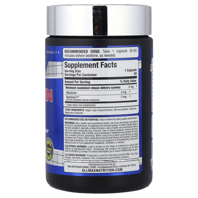 ALLMAX, мелатонин, 60 капсул