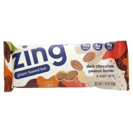 Zing Bars, растительный батончик, темный шоколад с арахисовой пастой, 12 батончиков по 50 г (1,76 унции)