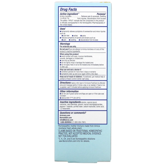 Boiron, Arnicare, крем для ног, для снятия боли в ногах, 120 г (4,2 унции)