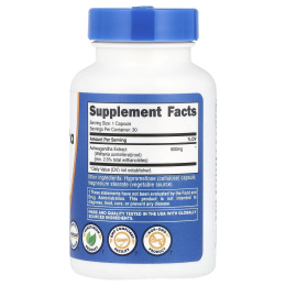 Nutricost, Экстракт корня ашваганды, 600 мг, 30 капсул