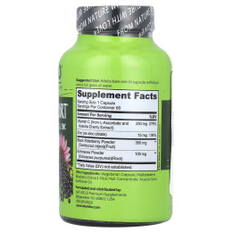 NATURELO, Поддержка иммунитета с бузиной, витамином С, цинком и эхинацеей, 60 вегетарианских капсул