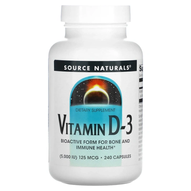 Source Naturals, Витамин D3, 5000 МЕ, 240 капсул