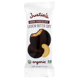 Justin's Nut Butter, сладости с органическим темным шоколадом и пастой из кешью, 2 шт., 40 г (1,4 унции)
