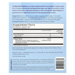 LoveBug Probiotics, Детские пробиотики, для детей от 6 до 12 месяцев, 4 млрд КОЕ, 30 порционных пакетиков