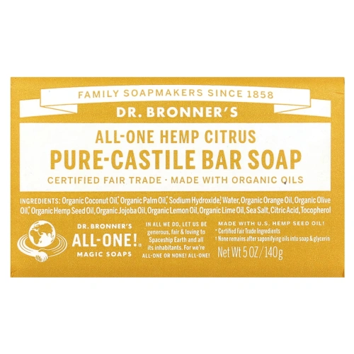 Dr. Bronner's, Чистое Кастильское мыло Цитрусовое 5 унций