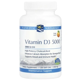 Nordic Naturals, Vitamin D3 5000, Orange, 5000 МЕ, 120 Soft Gels