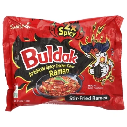 Buldak, Buldak, 2х острый жареный рамен, пряная курица, 5 пакетиков по 140 г (4,94 унции)