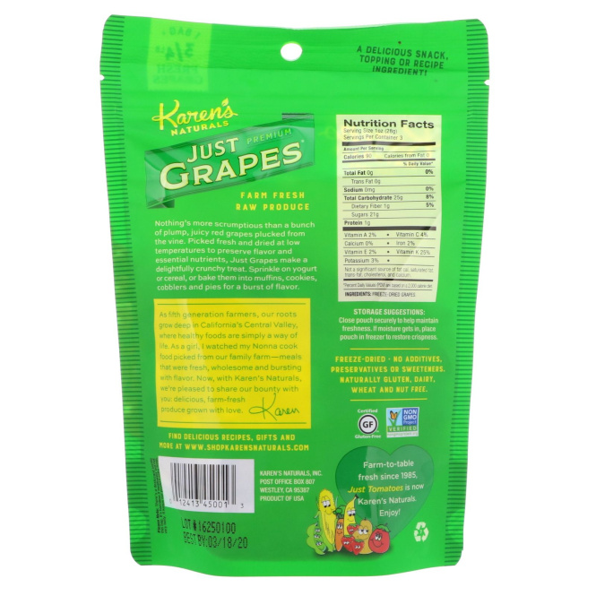 Karen's Naturals, Premium, Just Grapes, 3 oz (84 g)