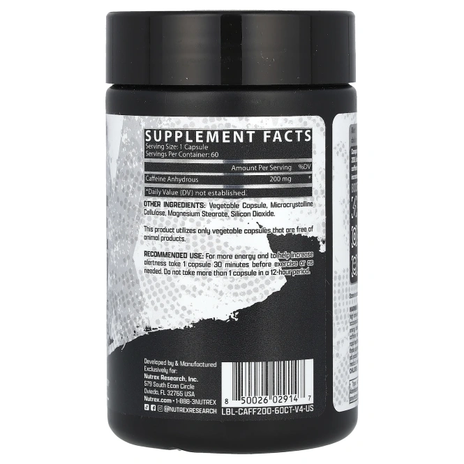 Nutrex Research, Caffeine 200, 60 капсул