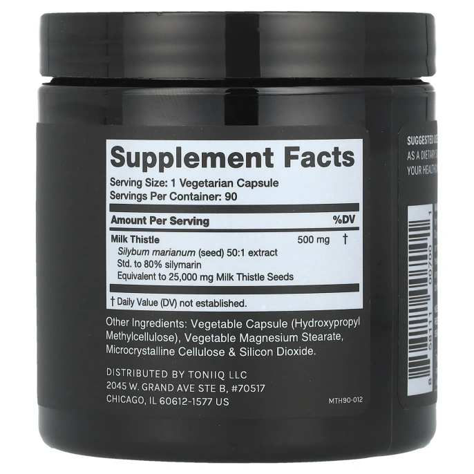 Toniiq, Расторопша, 90 капсул (500 мг на капсулу)