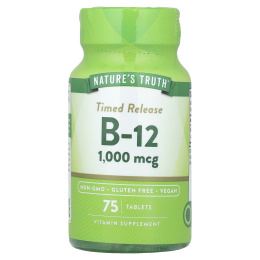 Nature's Truth, Vitamins, B12 с замедленным высвобождением, 1000 мкг, 75 таблеток