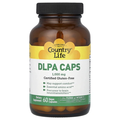 Country Life, DLPA (DL-фенилаланин) в капсулах, 1000 мг, 60 капсул