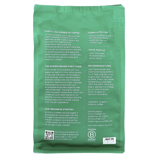 Purity Coffee, Ease, молотый, темная обжарка, 340 г (12 унций)