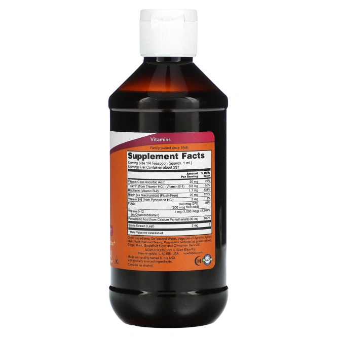 Now Foods, B-12, жидкий, комплекс витамина B, 8 жидких унций (237 мл)