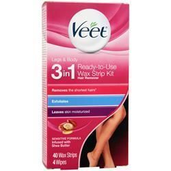 Veet, Готовый к использованию набор восковых полосок 3 в 1 для ног и тела 40 шт