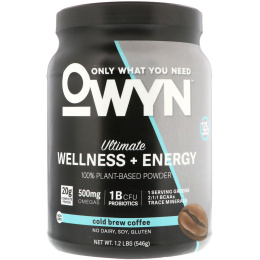 OWYN, Ultimate Wellness + Energy 100% Plant-Based Powder, Cold Brew Coffee, 1.2 lb (546 g)