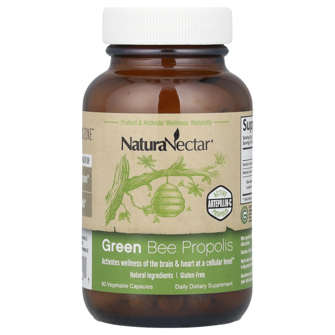 NaturaNectar, Green Bee Propolis, 60 вегетарианских капсул