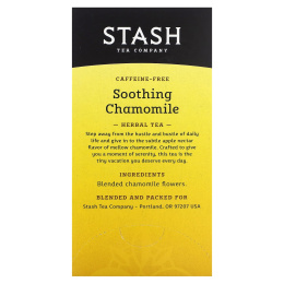 Stash Tea, Herbal Tea, успокаивающая ромашка, без кофеина, 20 чайных пакетиков, 18 г (0,6 унции)