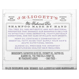 J.R. Liggett's, Твердый шампунь в старом стиле, масло чайного дерева и конопляное масло, 99 г (3,5 унции)