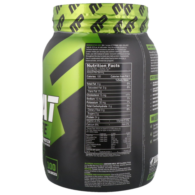 MusclePharm, изолированный белок Combat 100%, молочный шоколад, 32 унций (907 г)