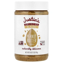 Justin's Nut Butter, классическая арахисовая паста, хрустящая, 454 г (16 унций)