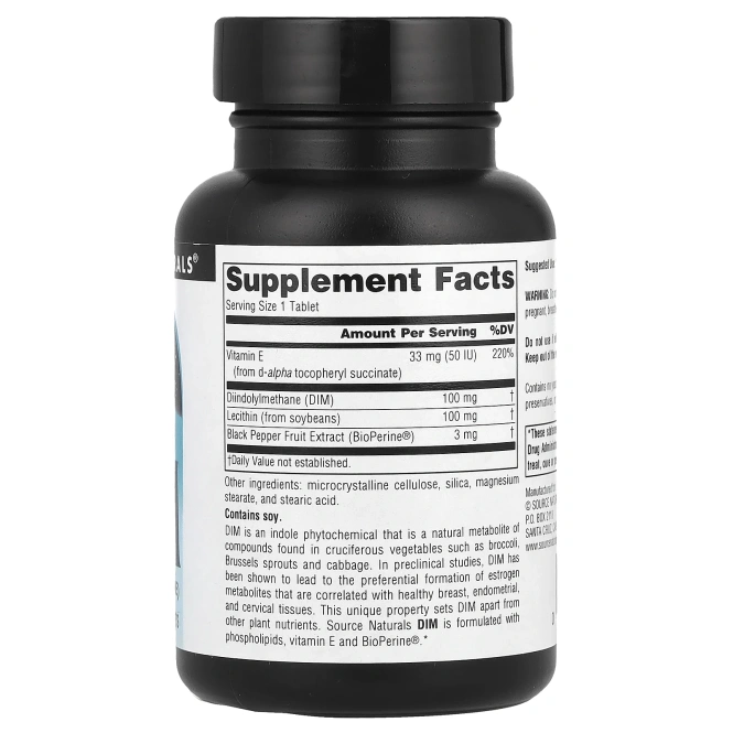 Source Naturals, DIM, 100 мг, 30 таблеток