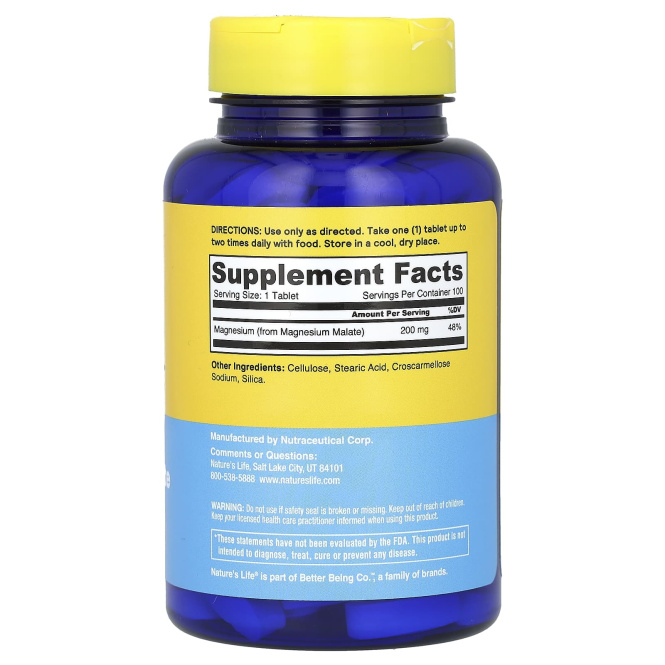 Nature's Life, Малат магния, 1,300 мг, 100  таблеток