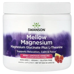 Swanson Vitamins, смесь для приготовления напитка с магнием, со вкусом ягодного лимонада, 244,5 г (8,62 унции)
