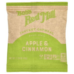 Bob's Red Mill, Овсянка быстрого приготовления, цельнозерновые, яблоко и корица, 6 пакетиков по 45 г (1,59 унции)
