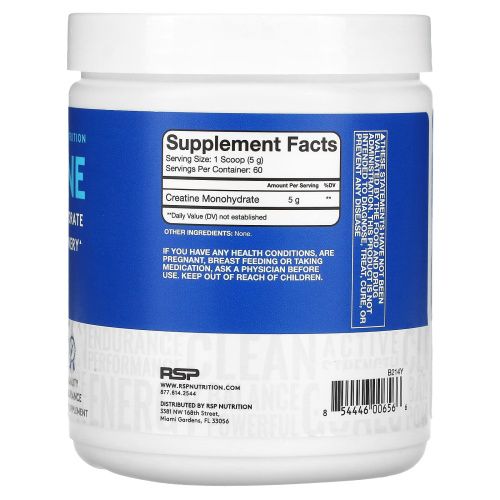 RSP Nutrition, Creatine Monohydrate, Micronized Creatine Powder, 10.6 oz (300 g)