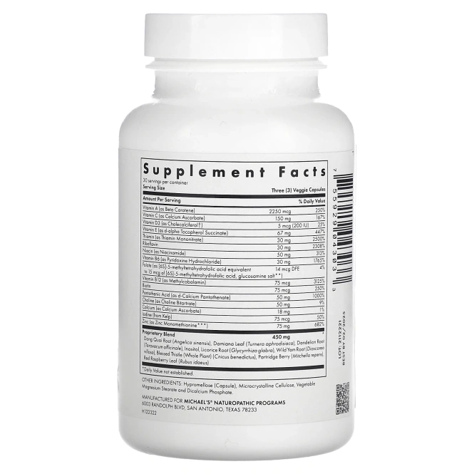 Michael's Naturopathic, Мультивитамины для женщин, 90 вегетарианских капсул