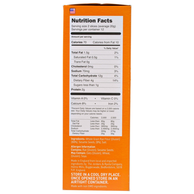 Ryvita, Ржаные хлебцы с кунжутом, 8,8 унций (250 г)