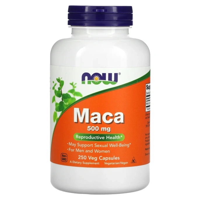 NOW Maca Мака Перуанская 500 мг, 250 вегетарианских капсул
