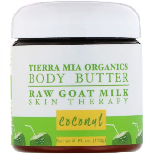Tierra Mia Organics, Body Butter, Raw Goat Milk Skin Therapy, Coconut, 4 fl oz (113 g)
