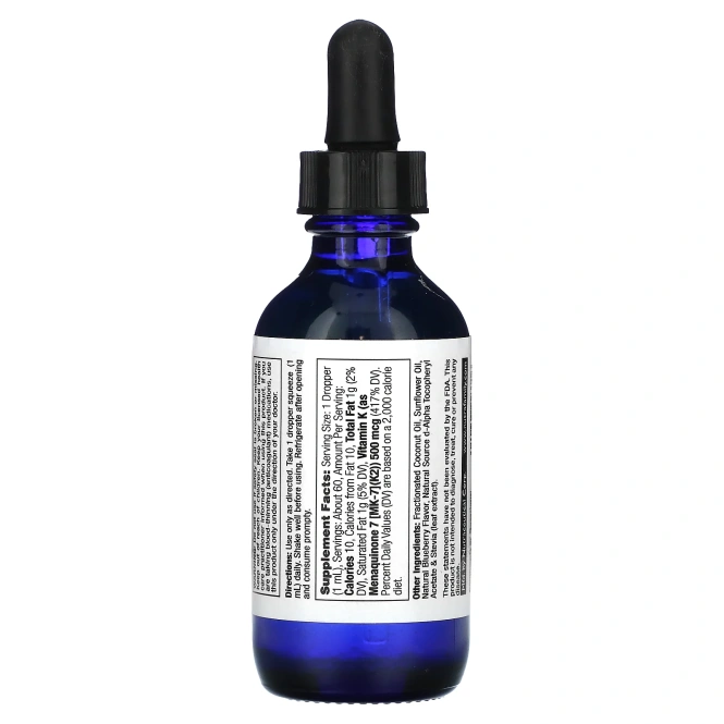 Nature's Life, Капли K2 (MK-7) (500 мкг) Черника 2 жидких унции