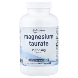 Micro Ingredients, таурат магния, 240 капсул (500 мг в 1 капсуле)