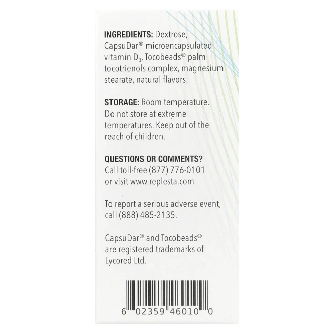 Replesta, Витамин D3, холекальциферол, с натуральным апельсином, 50000 МЕ, 4 жевательных пластинки