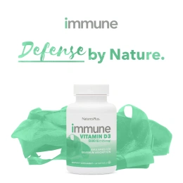 Nature's Plus, Immune Vitamin D3, 125 mcg, 5000 МЕ, 60 Softgels