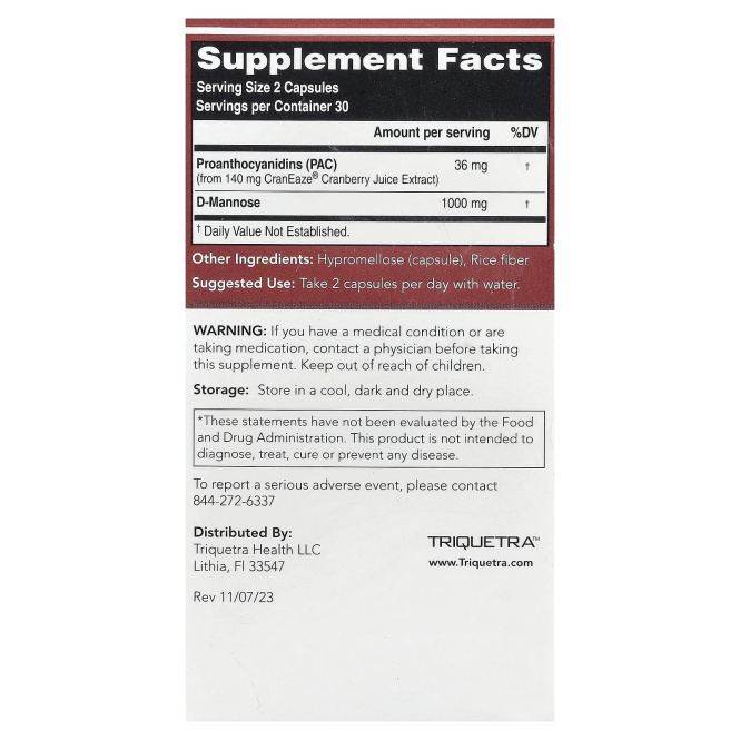 Triquetra Health, CranEaze®, экстракт клюквенного сока, 60 капсул