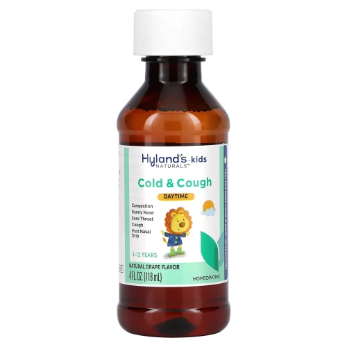 Hyland's Naturals, 4 Kids, детский дневной сироп от кашля и простуды, для детей от 2 до 12 лет, натуральный виноградный вкус, 118 мл (4 жидк. унции)