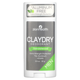 Zion Health, Мужской дезодорант ClayDry с ароматом сандалового дерева, 2,5 унции (70 г)